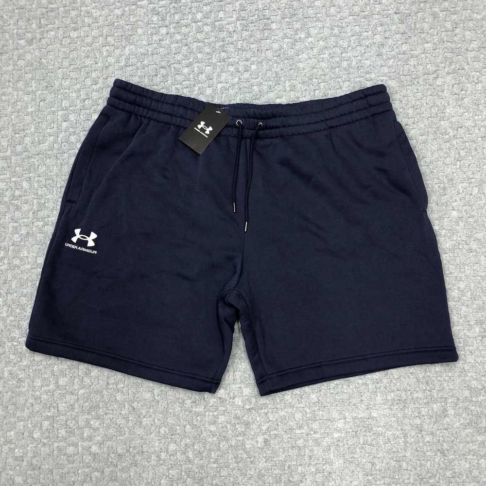 Under Armour UA Essential Fleece Shorts Mens 2XL Navy Blue Loose Gym Athletic